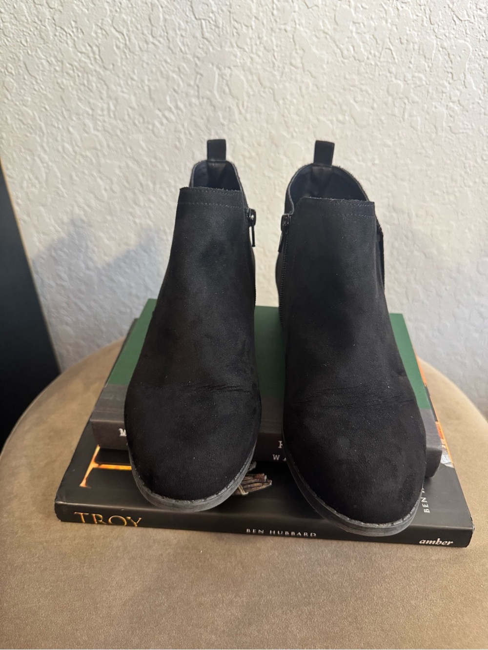 Sun and Stone Women's Black Suede Ankle Booties
